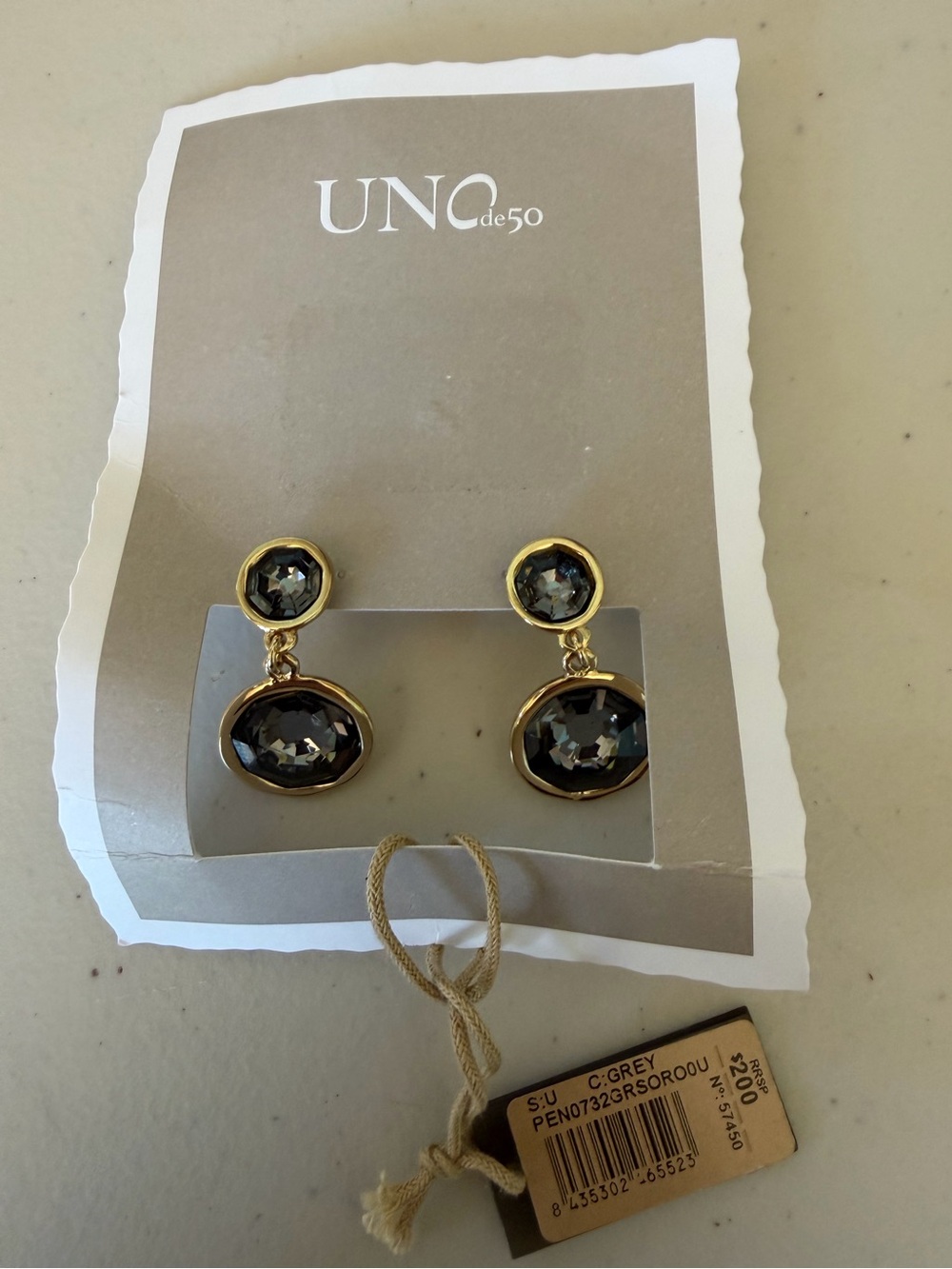 UNO de 50 Double Trouble Drop Earrings Gold & Grey